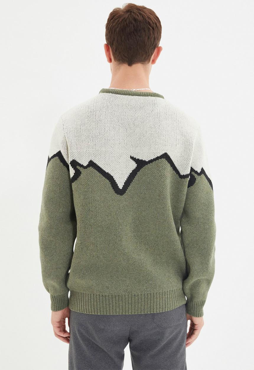 Trendyol - Greg slim fit patterned knit - green