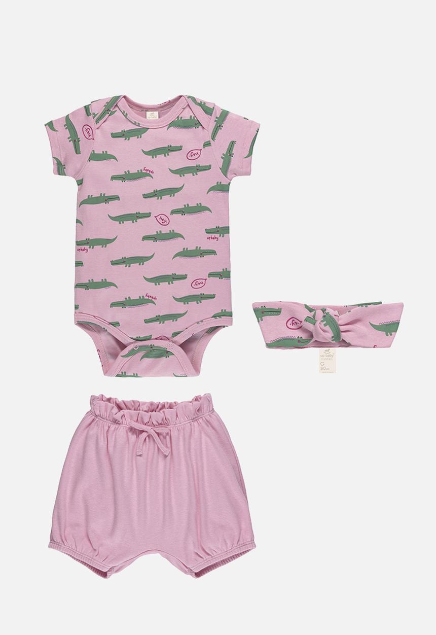 UP Baby - Bodysuit, shorts and headband - pink