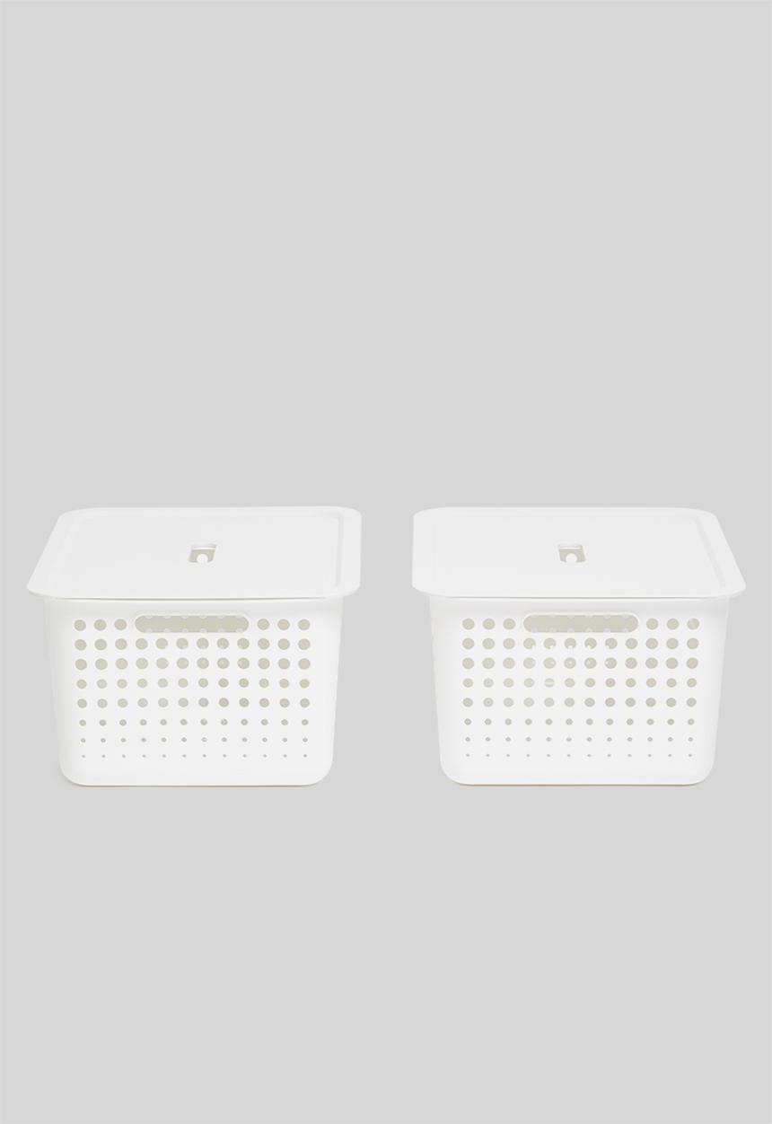 Litem - Set of 2 myroom I basket with lid large - white
