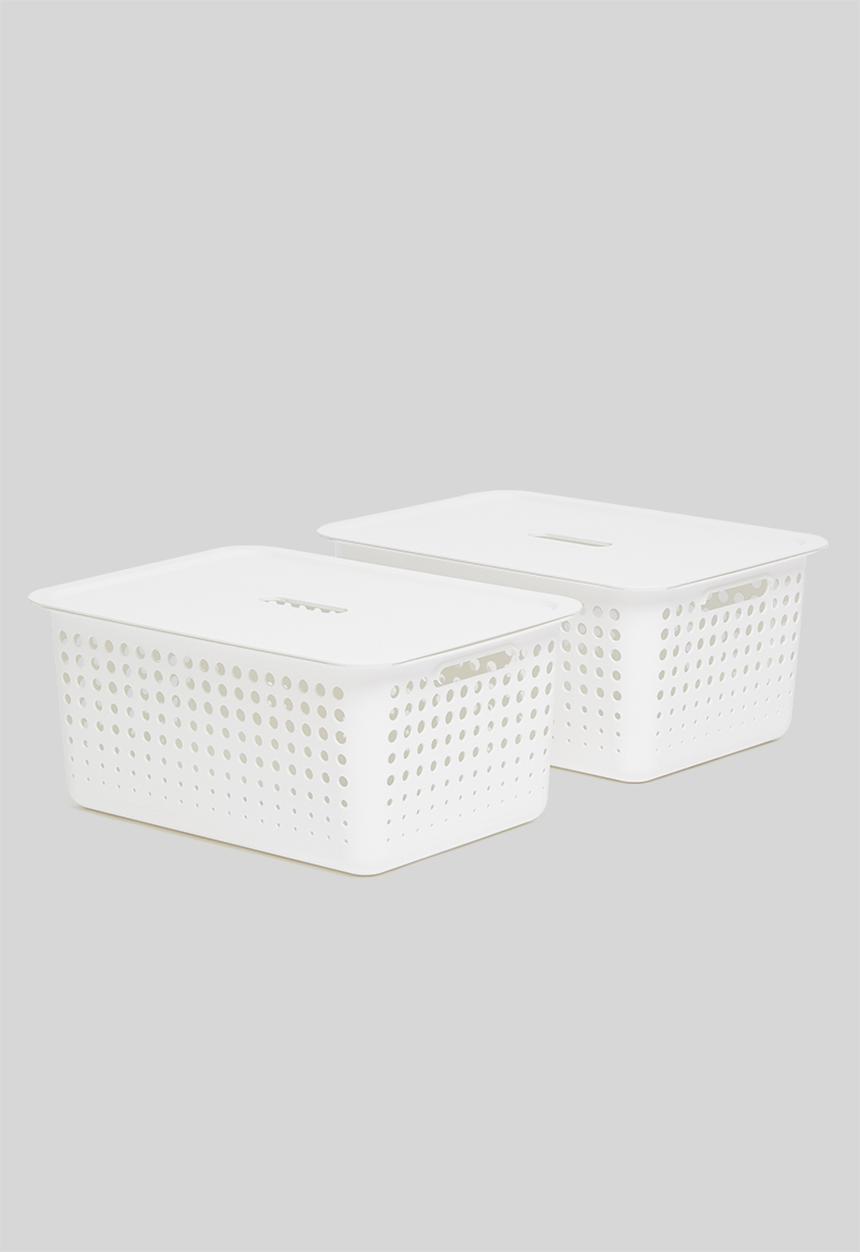 Litem - Set of 2 myroom I basket with lid large - white