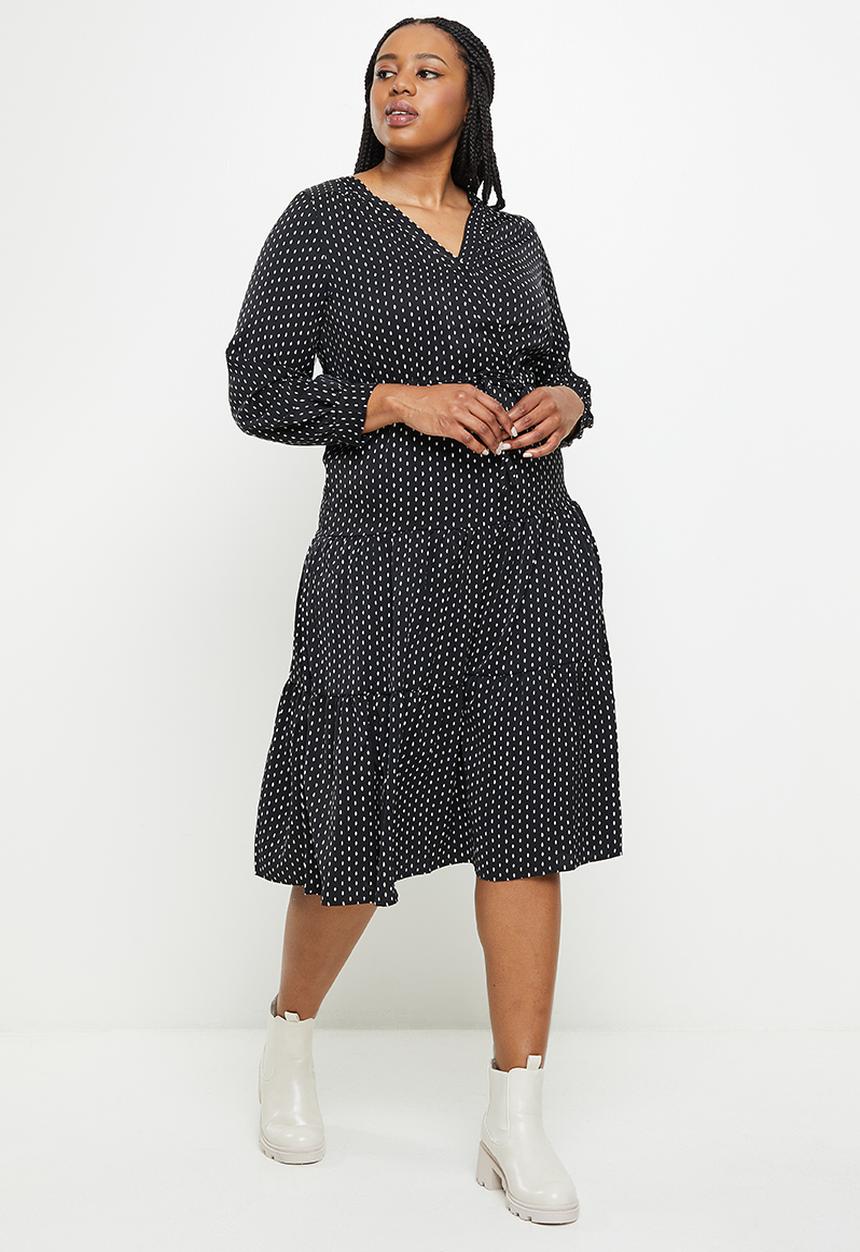 dailyfriday - Tiered belted midi- black