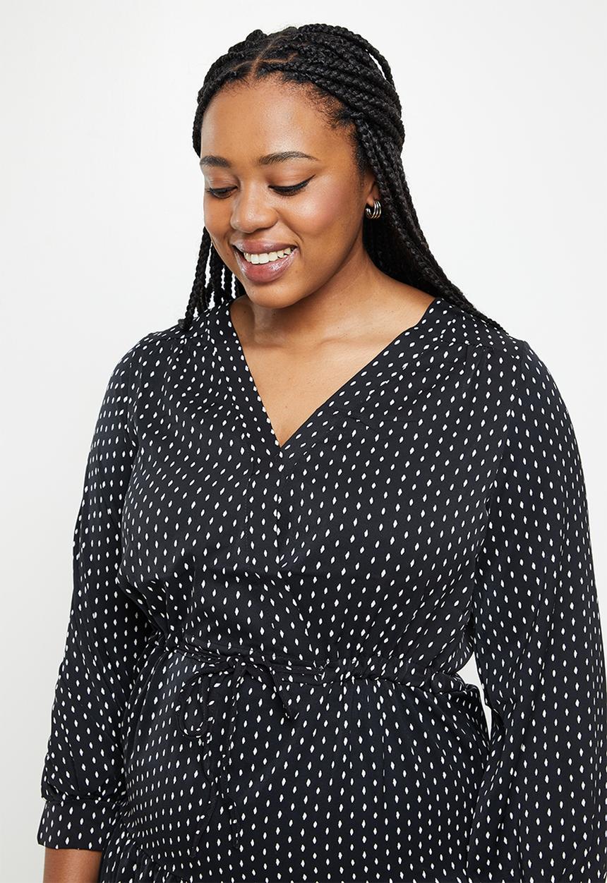 dailyfriday - Tiered belted midi- black