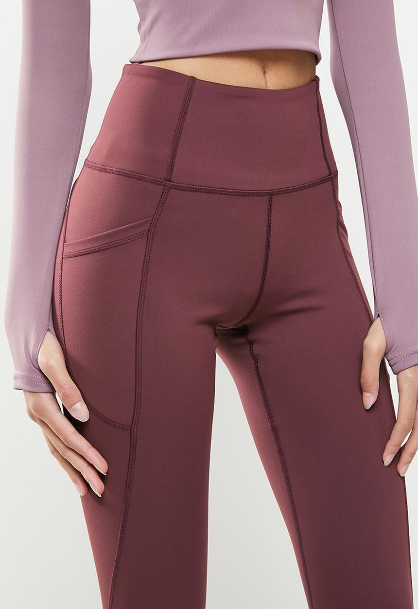 dailyfriday - Mesh insert active leggings - burgundy