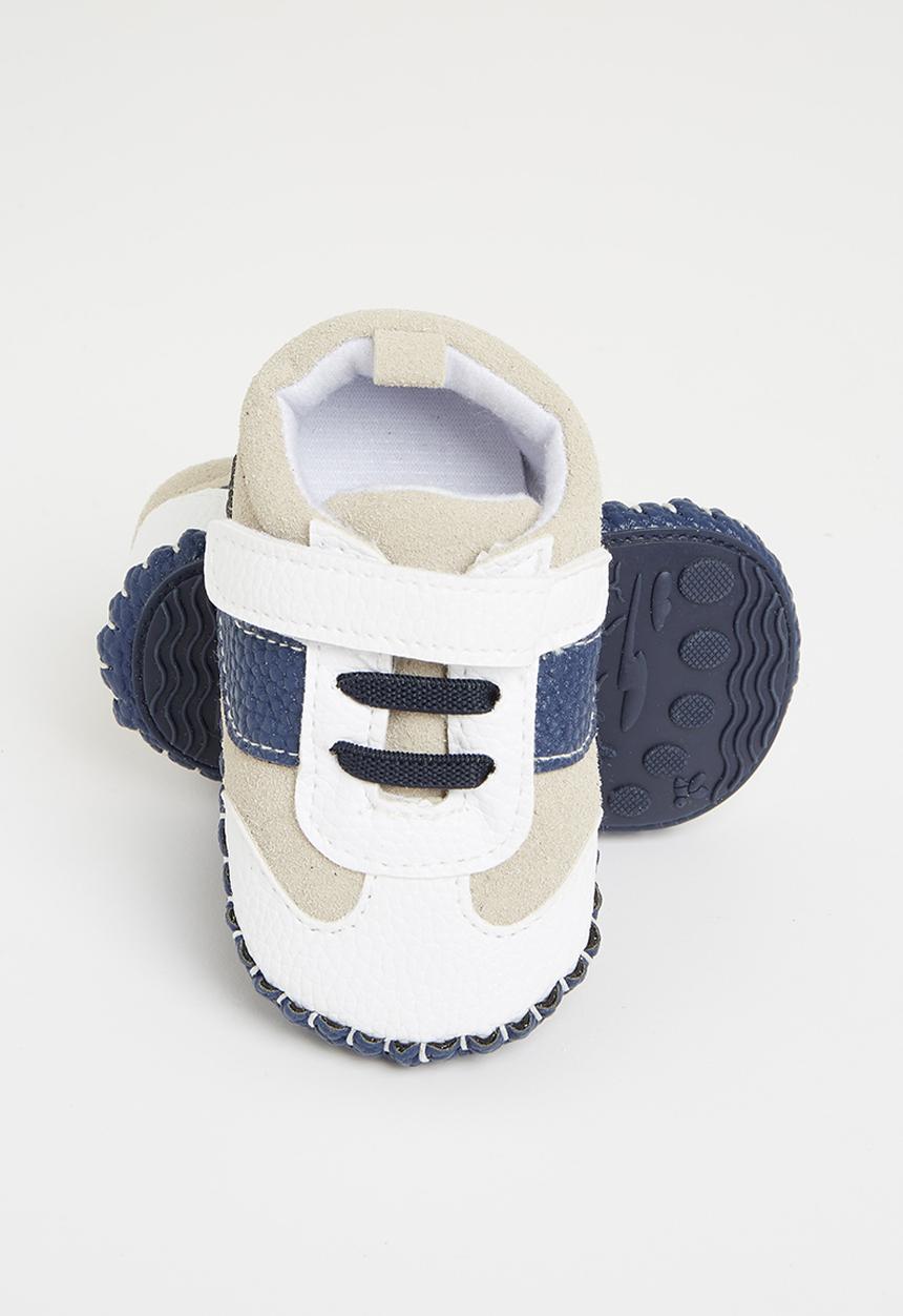 Pop Candy - Baby boys soft sneaker - white & navy