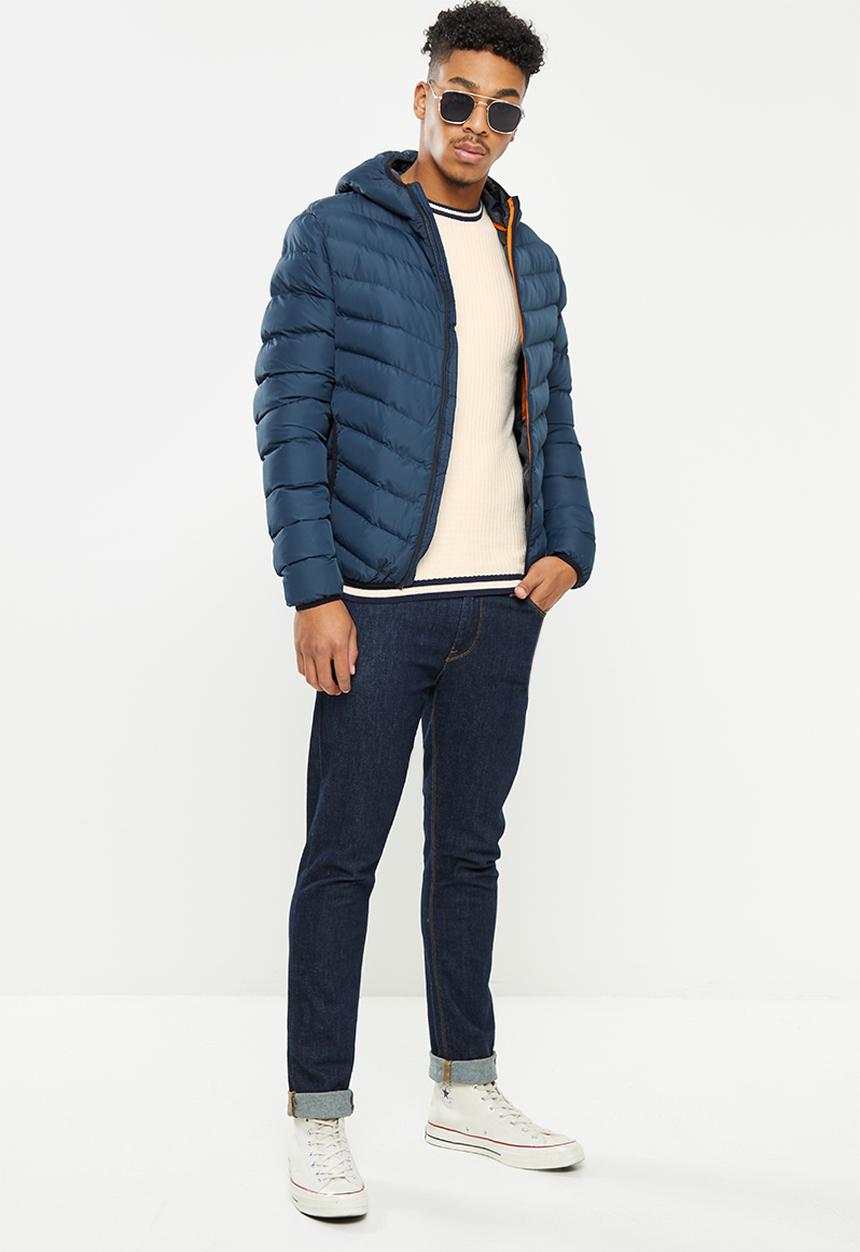 Brave Soul - Muscle fit sweater - oatmeal & navy