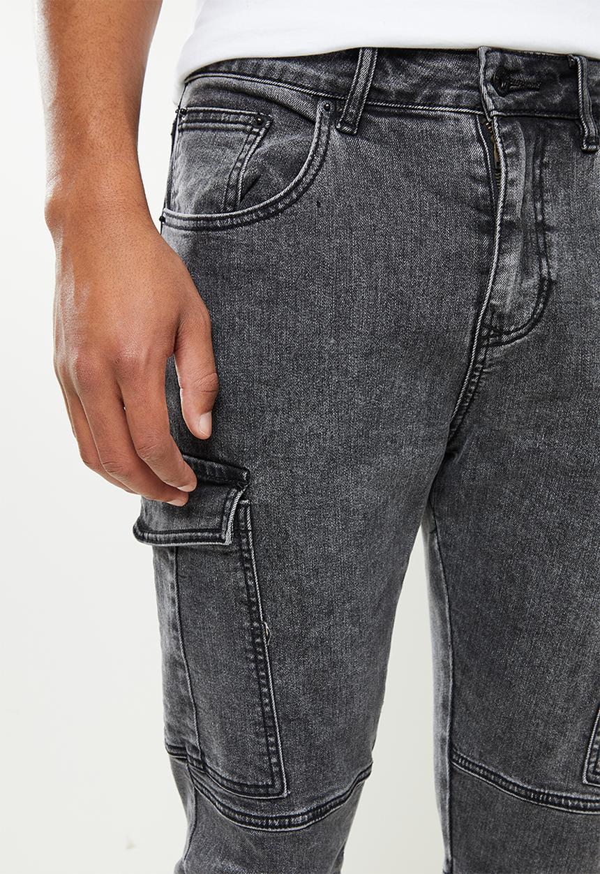 Cutty - Mens skinny fit biker denim jean - indigo