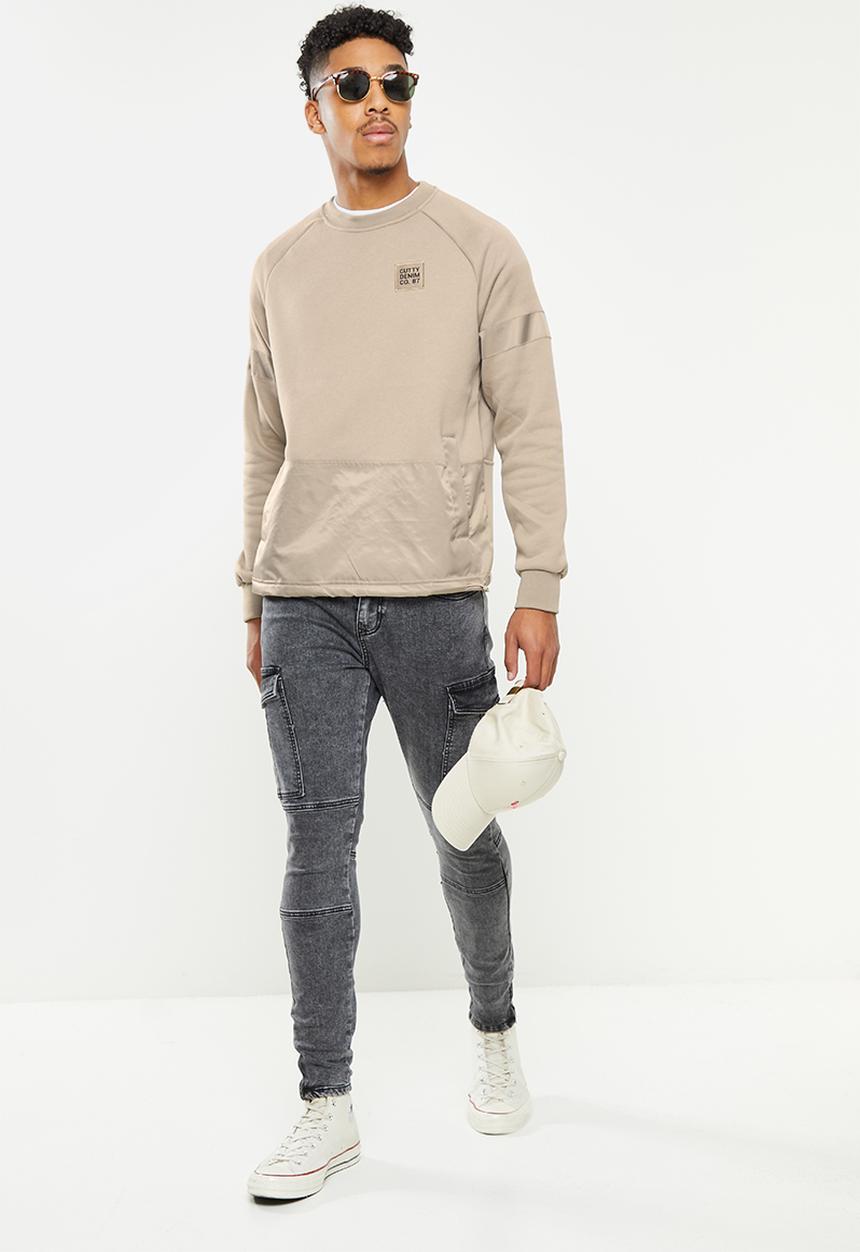 Cutty - Mens regular fit crew neck sweater - brown