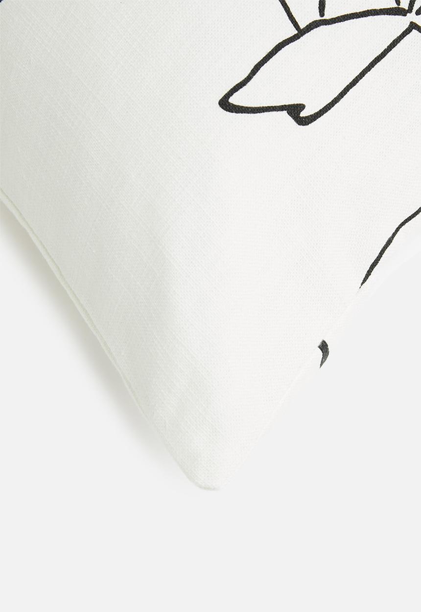 Sixth Floor - Sketched stem cushion cover - black & white