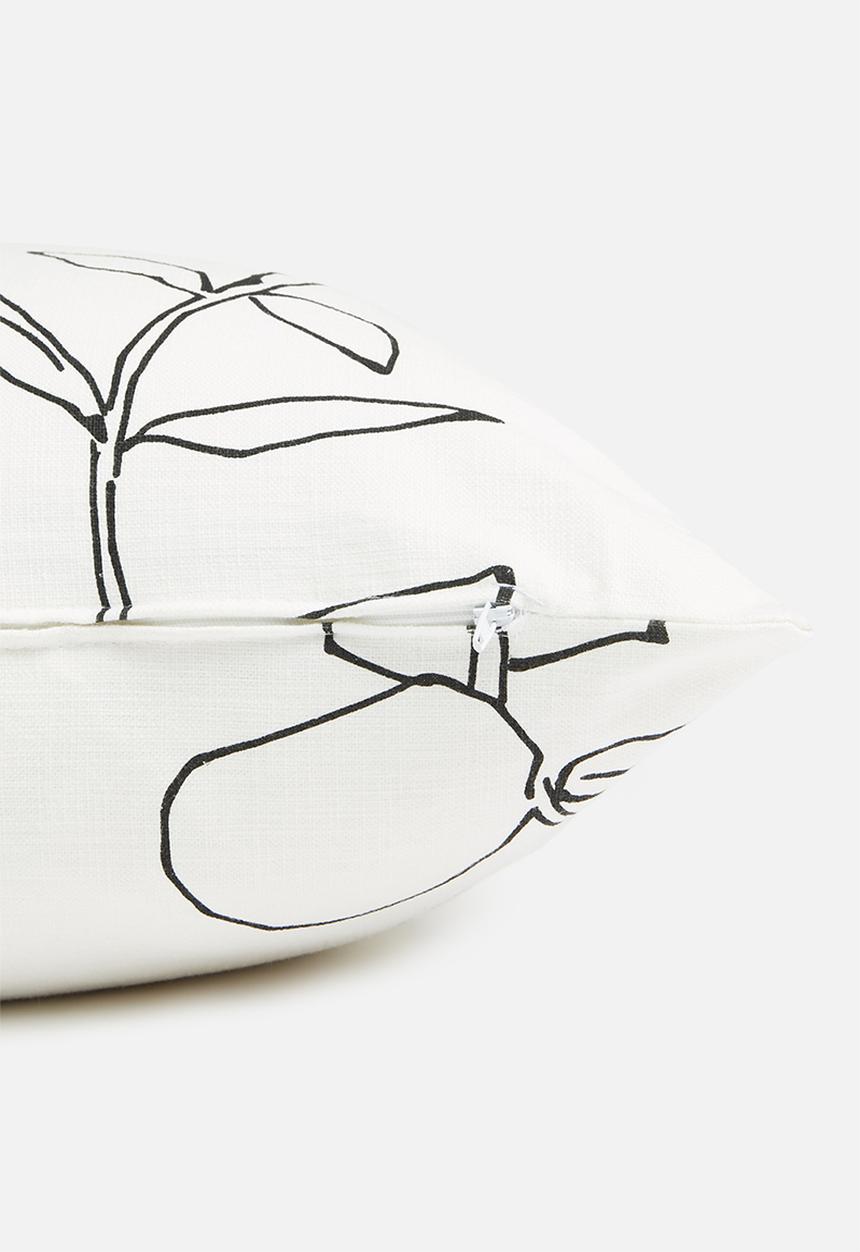 Sixth Floor - Sketched stem cushion cover - black & white