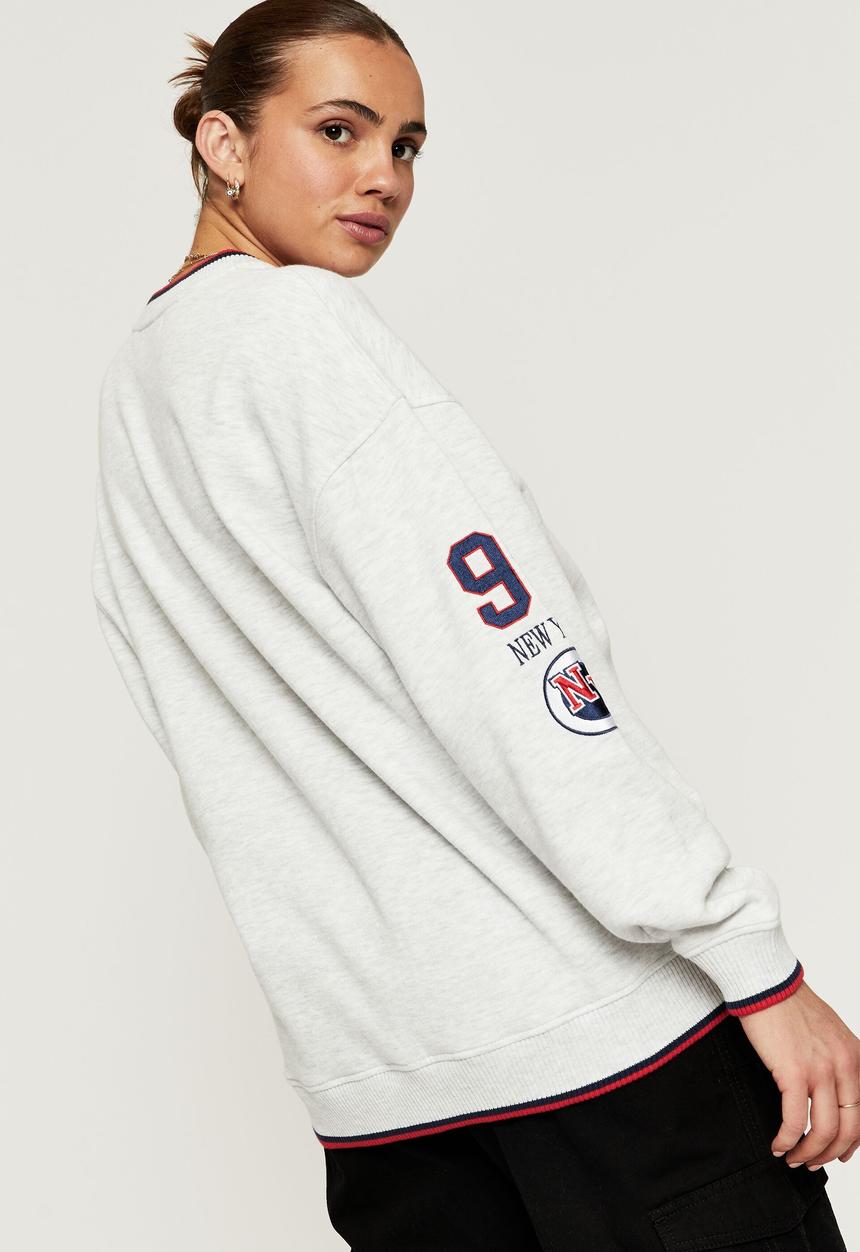 Supré  - Stevie v neck oversized jumper - light grey marle/ny