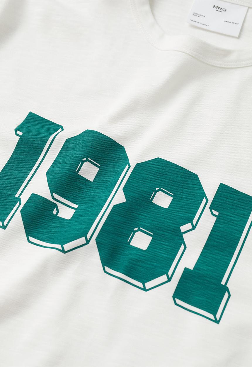 MANGO - Apollo 1981 cotton varsity t-shirt - Off White
