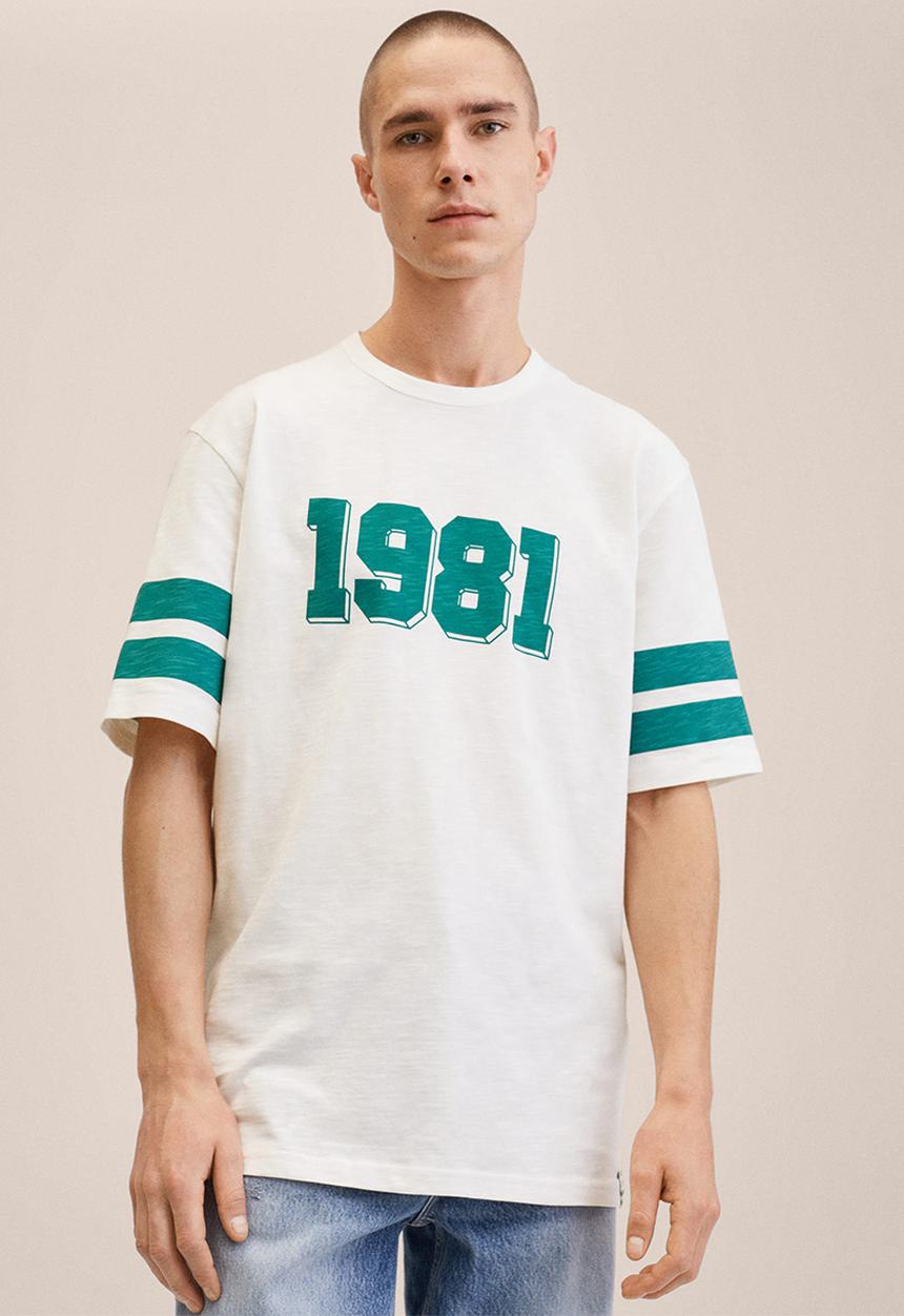 MANGO - Apollo 1981 cotton varsity t-shirt - Off White