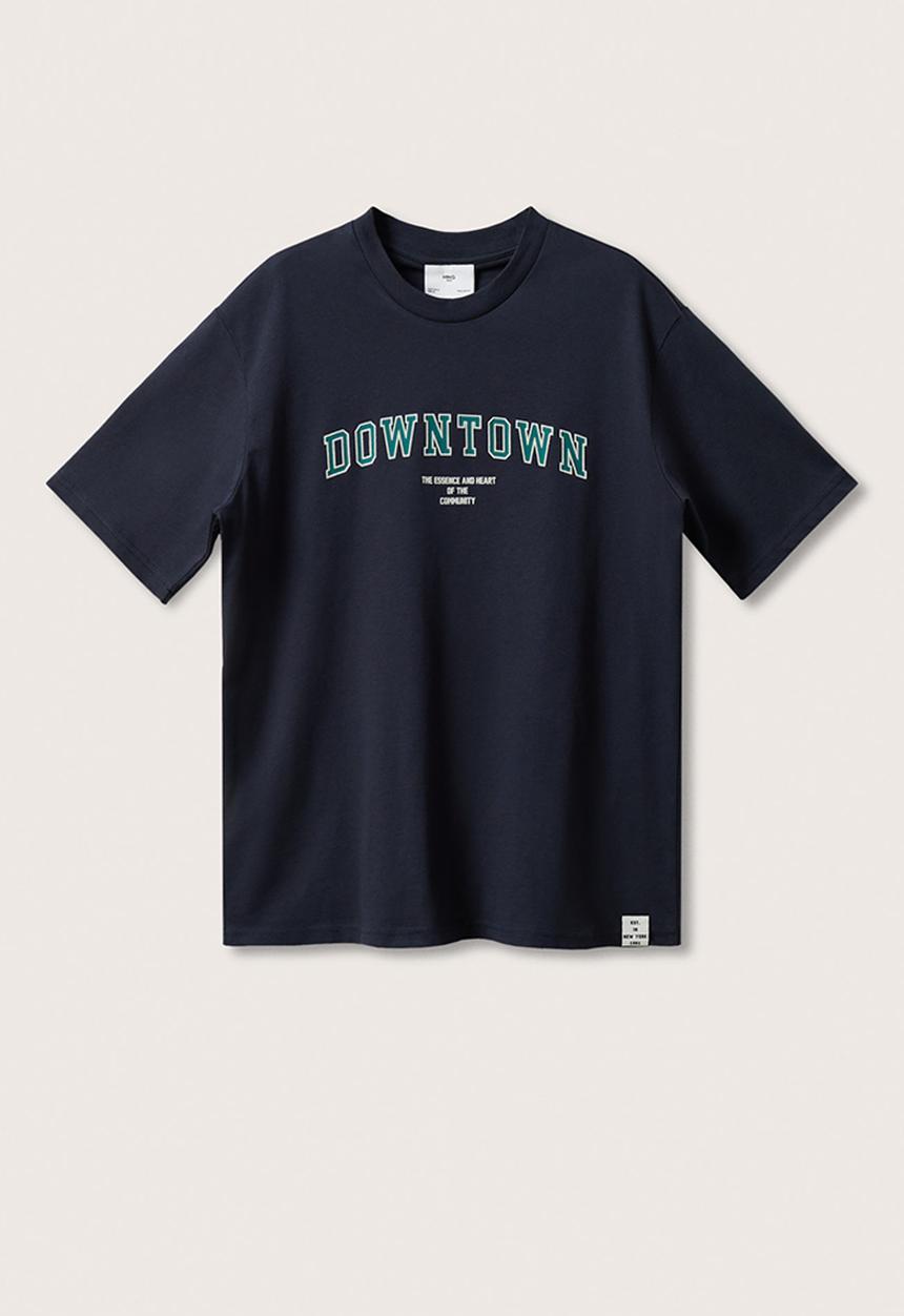 MANGO - Bastian cotton varsity t-shirt  - dark navy