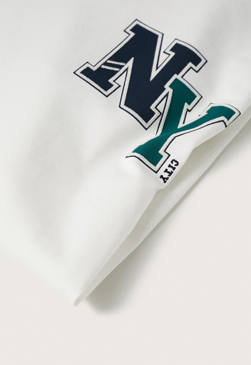 MANGO - Clio cotton varsity raglan t-shirt - white