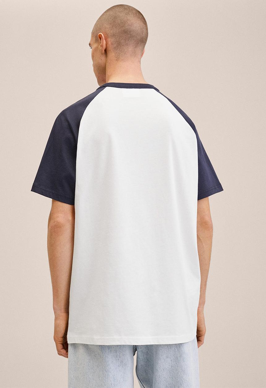 MANGO - Clio cotton varsity raglan t-shirt - white