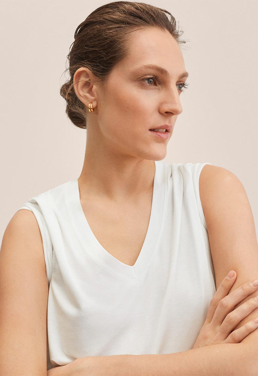 MANGO - T-shirt vispi - white