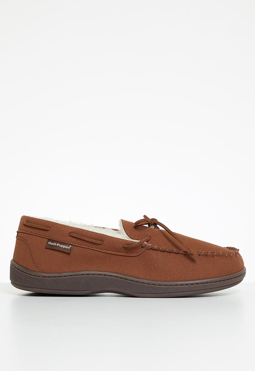 Hush Puppies - Ben mock suede slipper - brown
