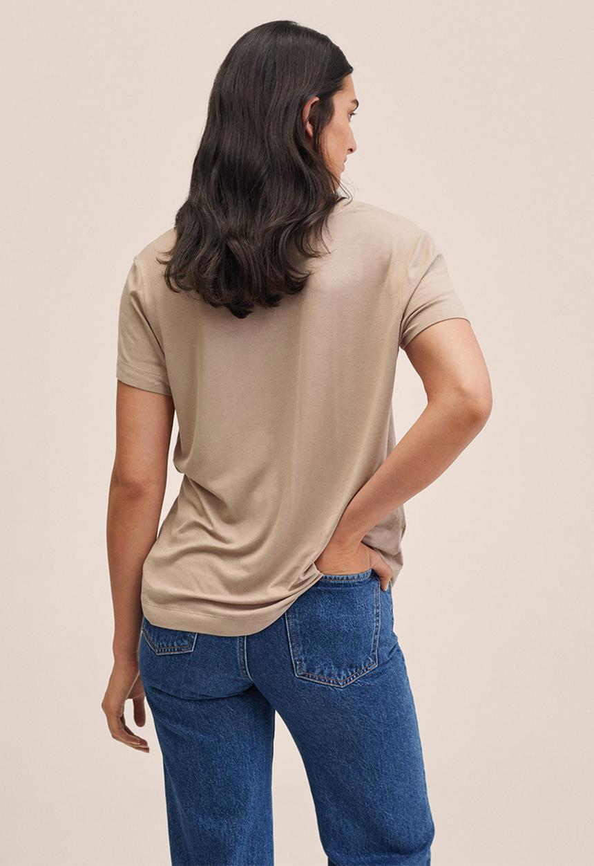 MANGO - T-shirt vispi - medium brown