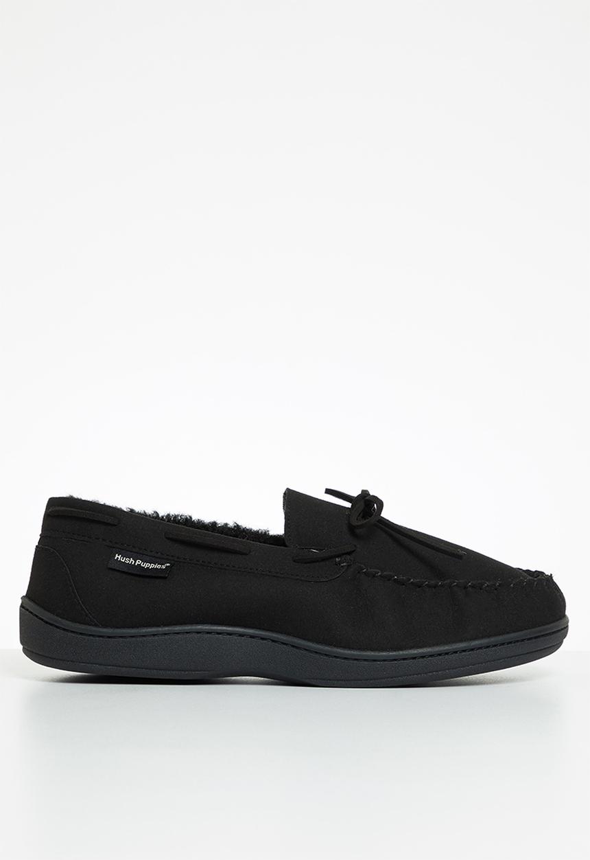 Hush Puppies - Ben mock suede slipper - black