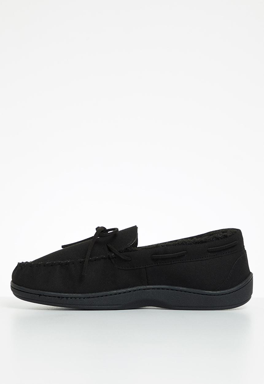Hush Puppies - Ben mock suede slipper - black