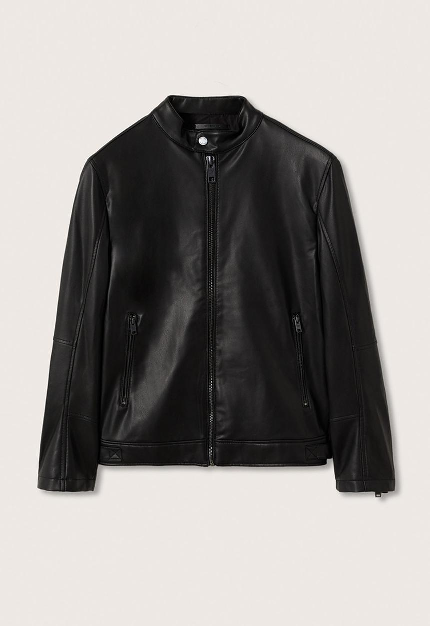 MANGO - Brake Faux-leather biker jacket - Black