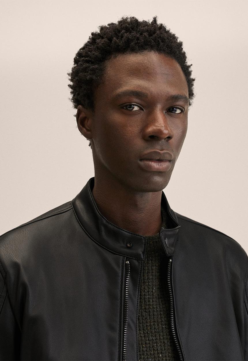 MANGO - Brake Faux-leather biker jacket - Black