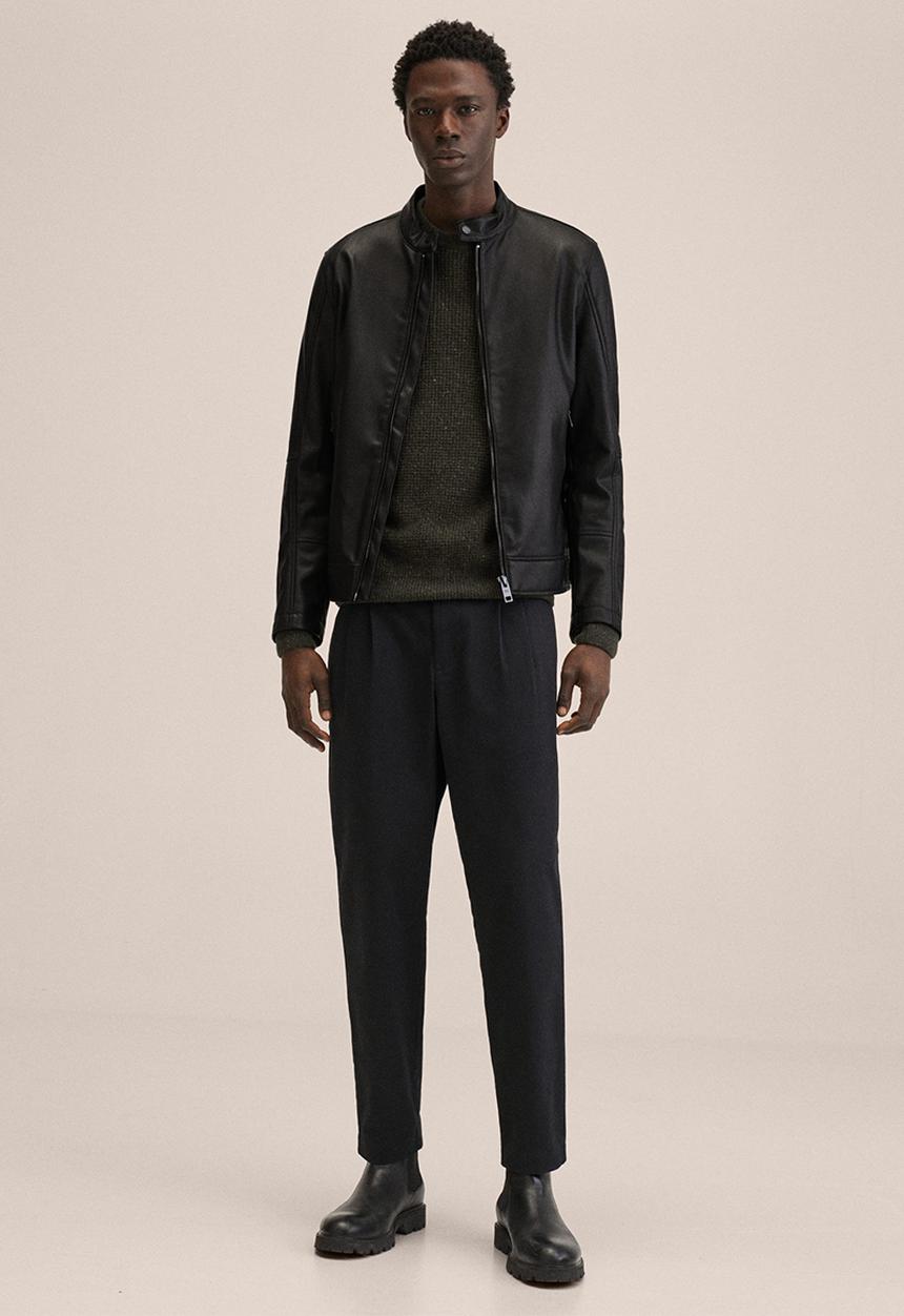 MANGO - Brake Faux-leather biker jacket - Black
