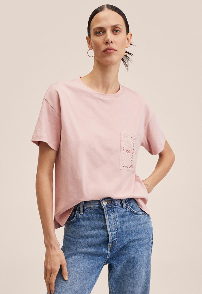 MANGO - T-shirt vigo - light pastel pink