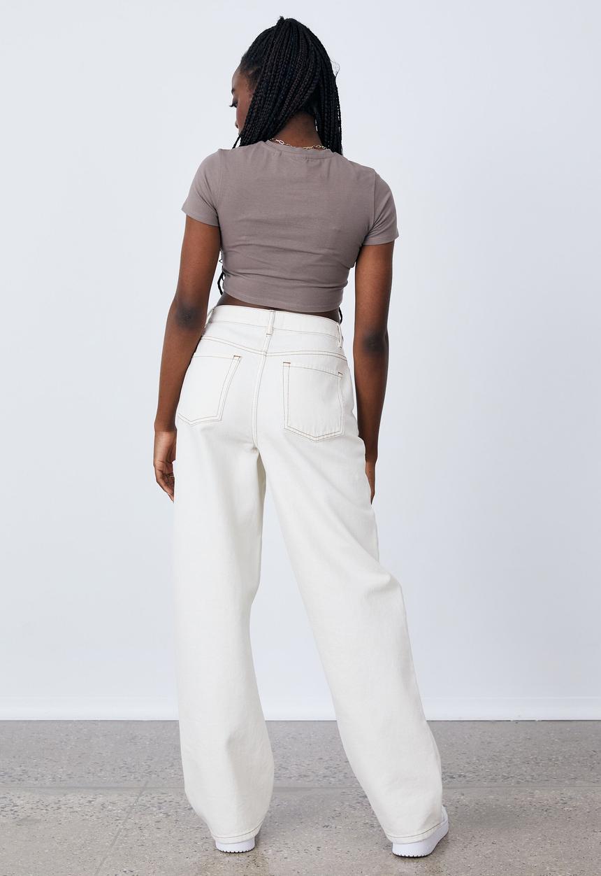 Factorie - High rise baggy jean - cream
