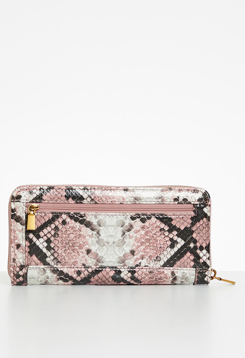 GUESS - Abey slg large zip around - pink python