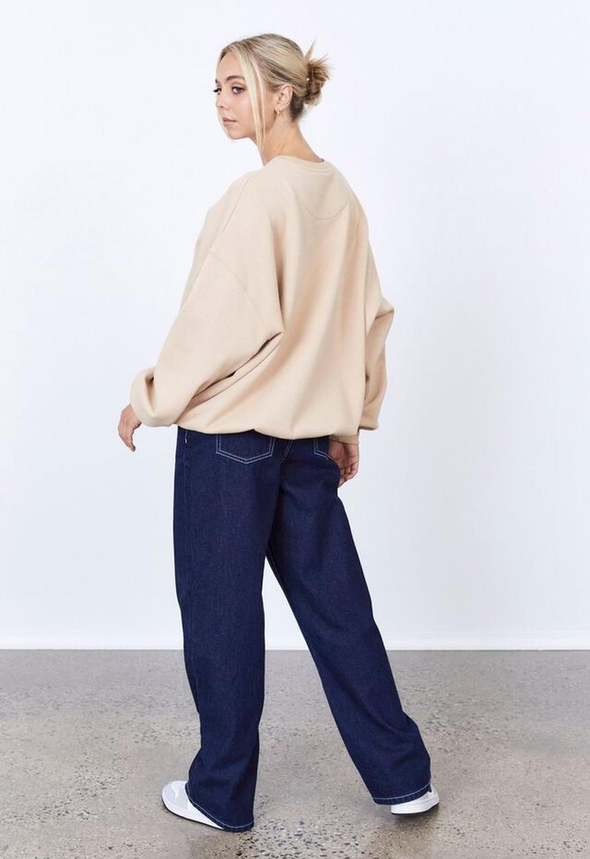 Factorie - Slouchy premium graphic crew - neutral clay/missouri