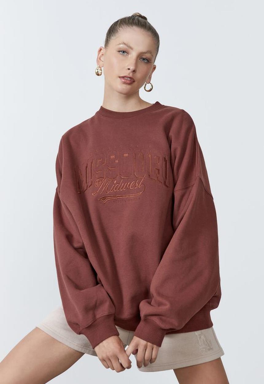 Factorie - Slouchy premium graphic crew - andorra/missouri