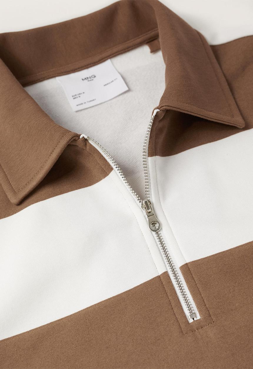 MANGO - Gene striped polo sweatshirt - brown