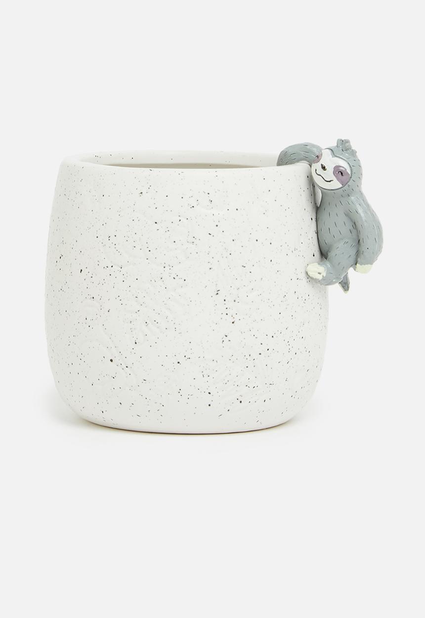 Typo - Small shaped planter - white with sloth