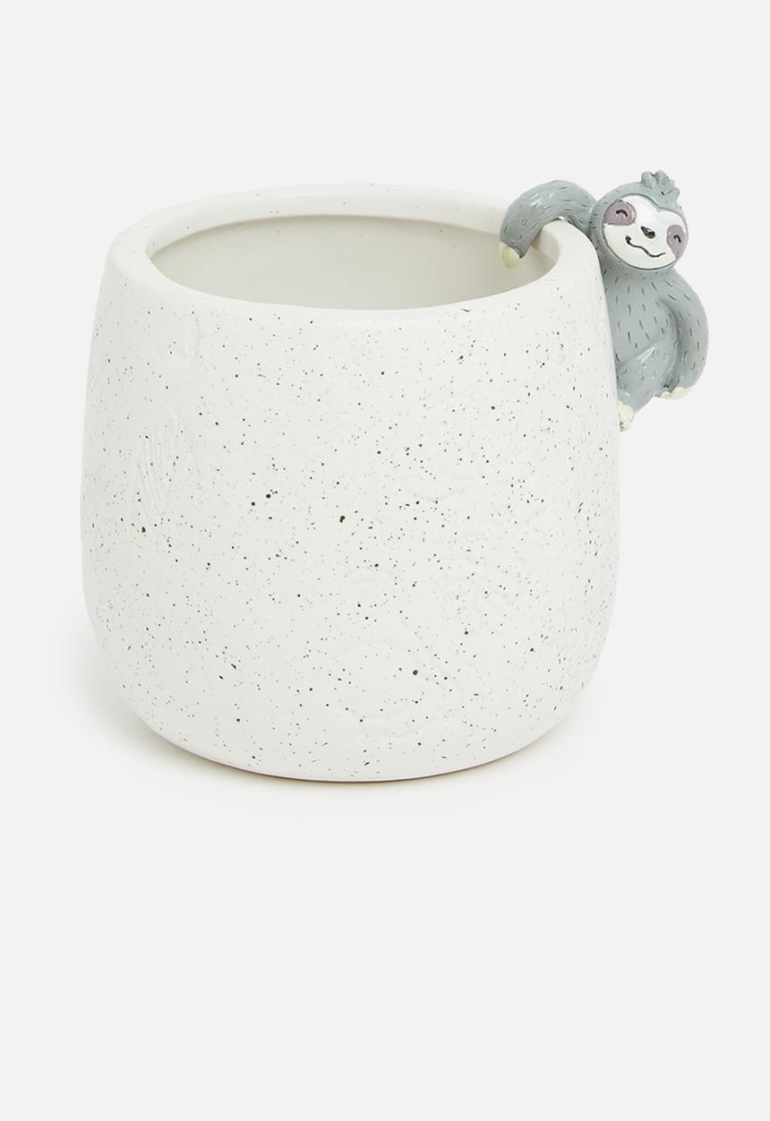 Typo - Small shaped planter - white with sloth