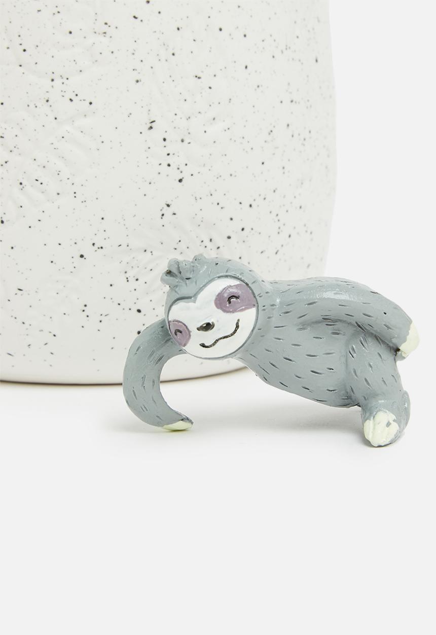Typo - Small shaped planter - white with sloth