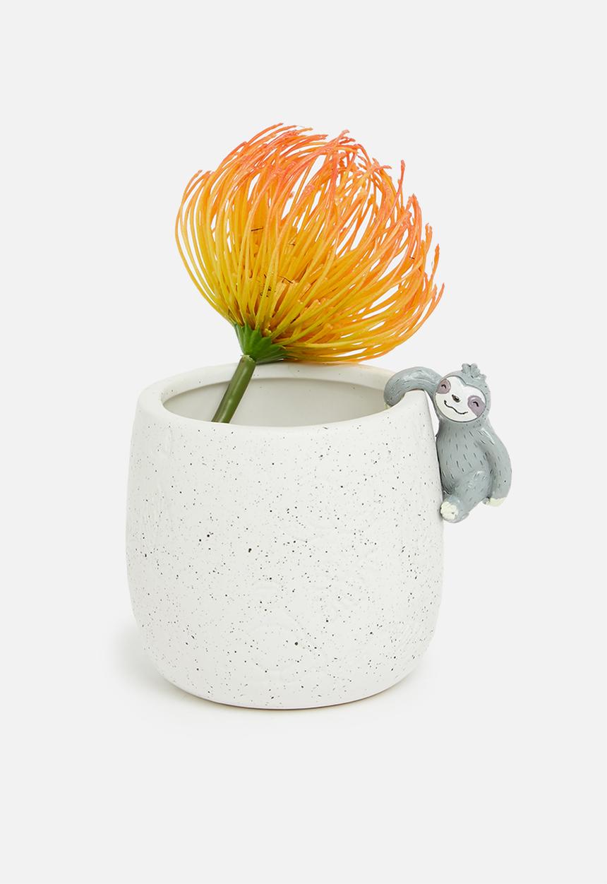 Typo - Small shaped planter - white with sloth