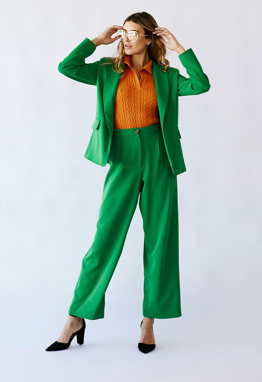 Me&B - Flare high waist trousers - emerald