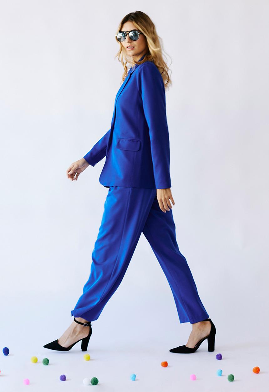 Me&B - Flare high waist trousers - cobalt