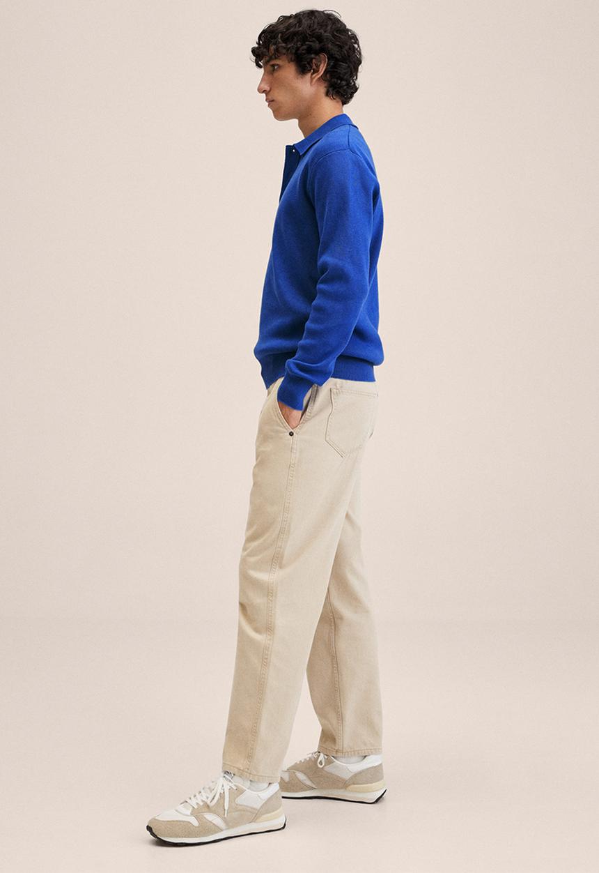 MANGO - Cesar cotton knit LS Golfer  - vibrant blue