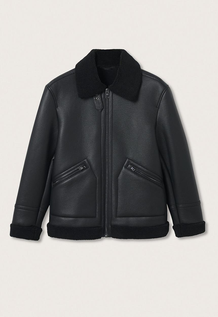 MANGO - Krawitz Faux shearling-lined biker jacket  - Black