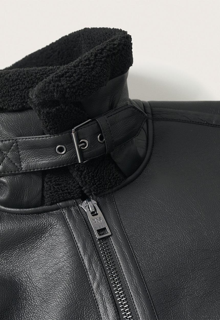 MANGO - Krawitz Faux shearling-lined biker jacket  - Black