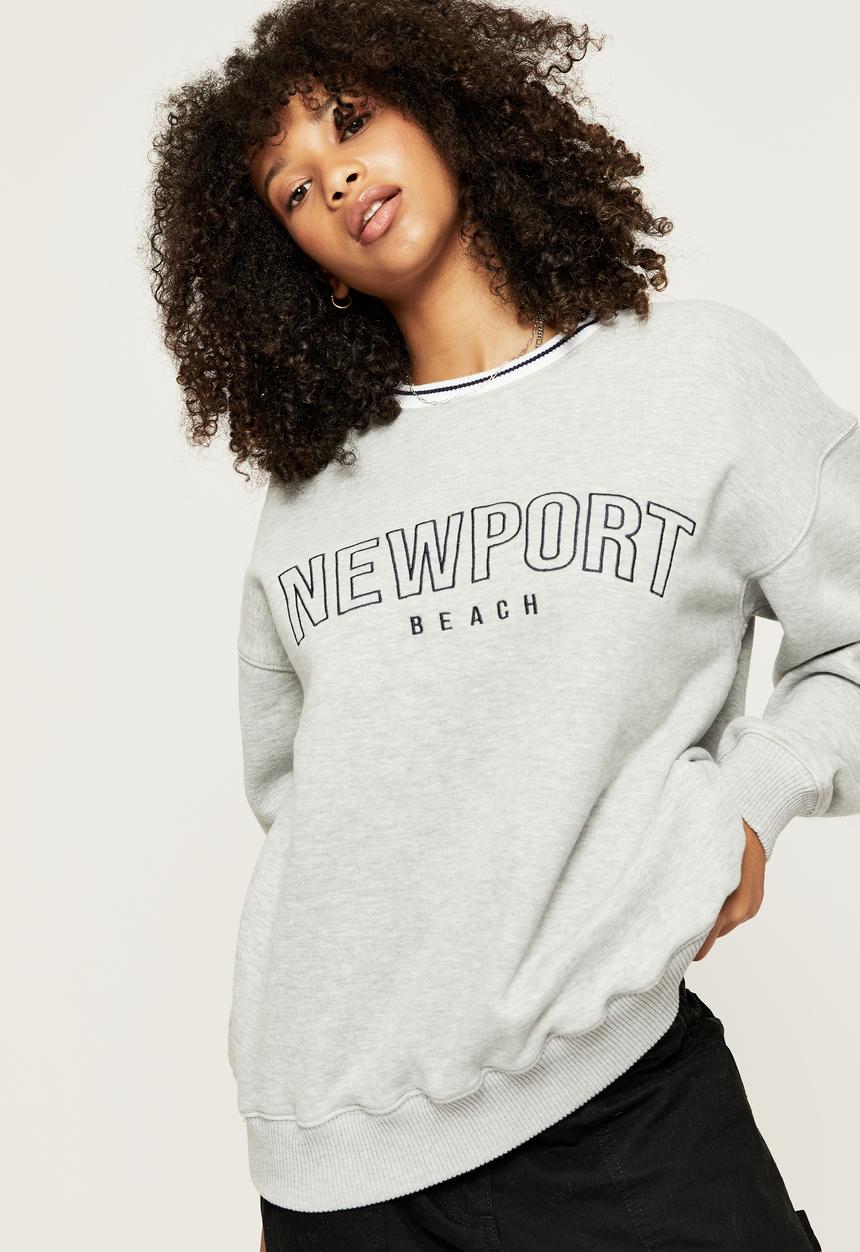 Supré  - Tonya oversized crew jumper - grey marle/newport