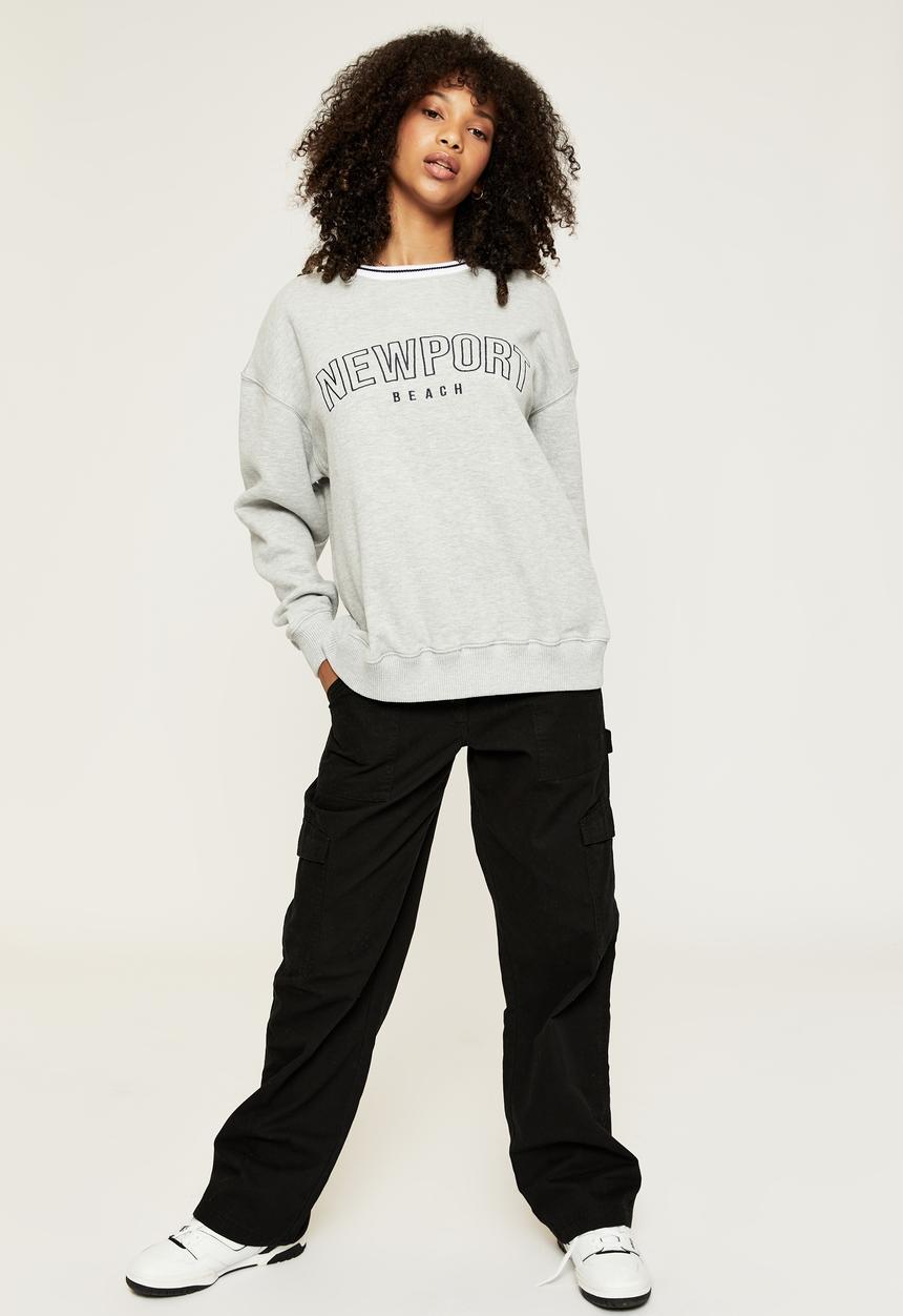 Supré  - Tonya oversized crew jumper - grey marle/newport