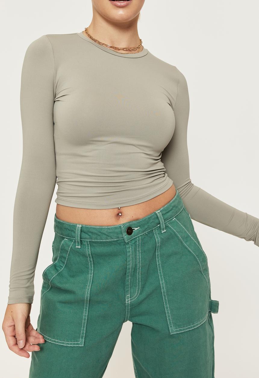 Supré  - Miley long sleeve fitted top - opal grey