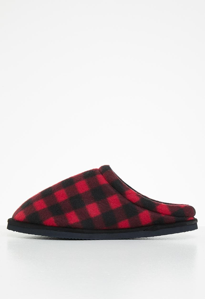 Jack & Jones - Jafar check 2.0 slipper - barbados cherry