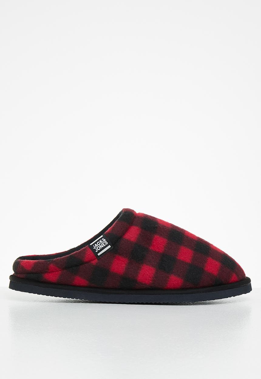 Jack & Jones - Jafar check 2.0 slipper - barbados cherry