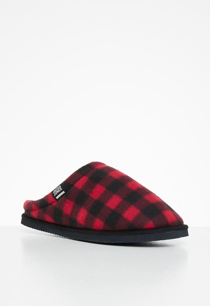 Jack & Jones - Jafar check 2.0 slipper - barbados cherry