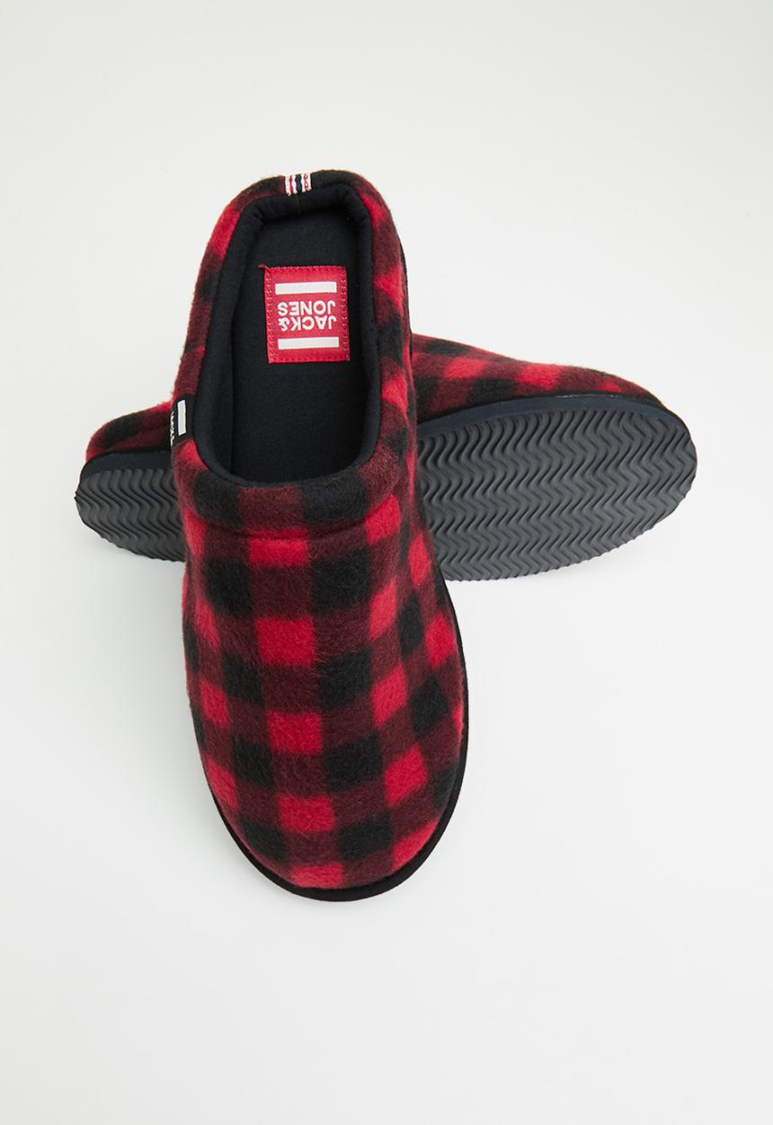 Jack & Jones - Jafar check 2.0 slipper - barbados cherry
