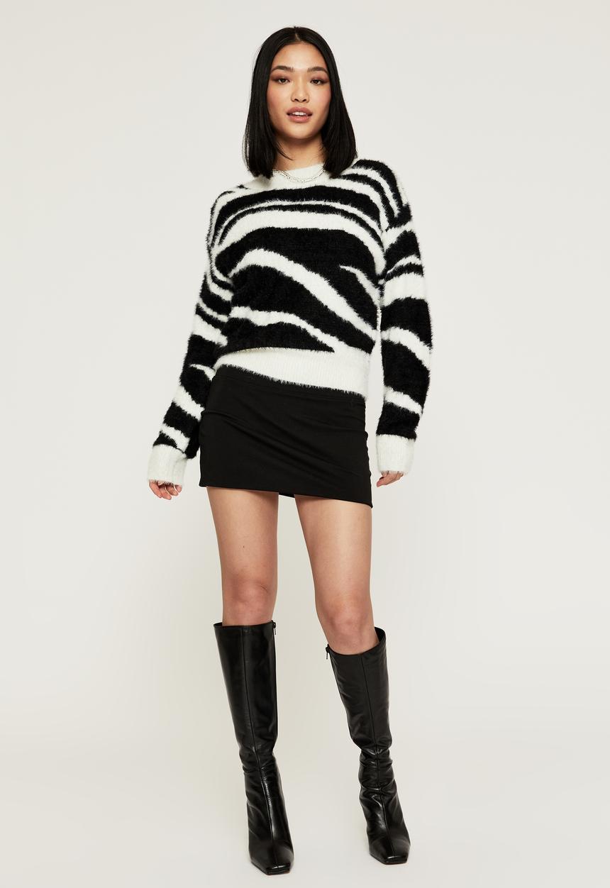 Supré  - Jean crew neck knit jumper - zebra black